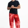 HaremPants.com Tie Dye Drawstring Men's Yoga Massage Pants In Red