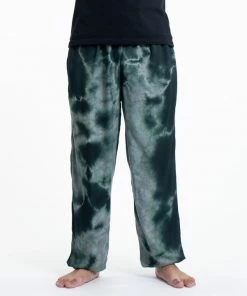 HaremPants.com Tie Dye Drawstring Men's Yoga Massage Pants In Dark Teal