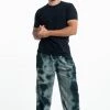 HaremPants.com Tie Dye Drawstring Men's Yoga Massage Pants In Dark Teal