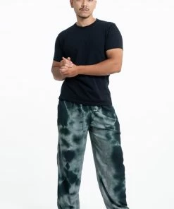 HaremPants.com Tie Dye Drawstring Men's Yoga Massage Pants In Dark Teal