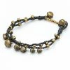 HaremPants.com Black Harem Pants Brass Bell Waxed Cotton Bracelets In Black