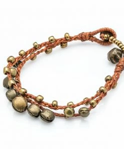 HaremPants.com Handmade Bracelets Brass Bell Waxed Cotton Bracelets In Copper