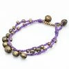 HaremPants.com Handmade Bracelets Brass Bell Waxed Cotton Bracelets In Violet