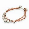 HaremPants.com Silver Color Bell Waxed Cotton Bracelets In Copper