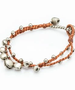HaremPants.com Silver Color Bell Waxed Cotton Bracelets In Copper