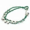 HaremPants.com Silver Color Bell Waxed Cotton Bracelets In Green