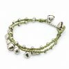 HaremPants.com Silver Color Bell Waxed Cotton Bracelets In Lime