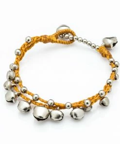 HaremPants.com Summer Super Sale 2022 Silver Color Bell Waxed Cotton Bracelets In Gold