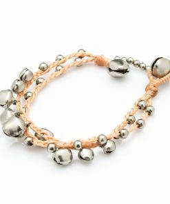 HaremPants.com Silver Color Bell Waxed Cotton Bracelets In Tan Summer Super Sale 2022