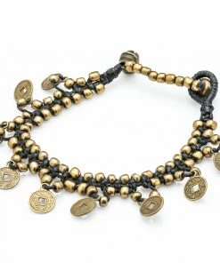 HaremPants.com Black Harem Pants Chinese Coin Waxed Cotton Bracelets In Black
