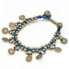 HaremPants.com Chinese Coin Waxed Cotton Bracelets In Blue Summer Super Sale 2022