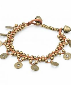 HaremPants.com Chinese Coin Waxed Cotton Bracelets In Copper