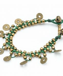 HaremPants.com Chinese Coin Waxed Cotton Bracelets In Green Green Harem Pants