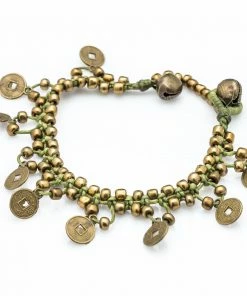 HaremPants.com Handmade Bracelets Chinese Coin Waxed Cotton Bracelets In Lime