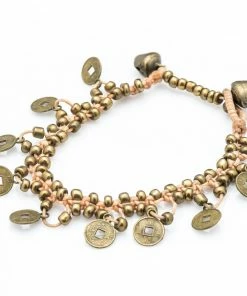 HaremPants.com Chinese Coin Waxed Cotton Bracelets In Tan Summer Super Sale 2022