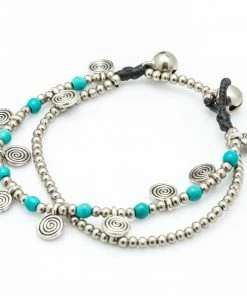 HaremPants.com Turquoise Bead And Charm Double Strand Bracelets Handmade Bracelets