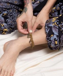 HaremPants.com Handmade Anklets Hand Made Fair Trade Anklet Double Strand Brass Coins Gold