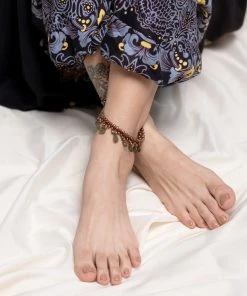 HaremPants.com Hand Made Fair Trade Anklet Double Strand Brass Coins Red Red Harem Pants