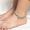 HaremPants.com Handmade Anklets Hand Made Fair Trade Anklet Double Strand Silver Beads Turquoise Elephant