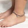 HaremPants.com Handmade Anklets Hand Made Fair Trade Anklet Double Strand Silver Beads Grape Elephant