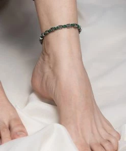 HaremPants.com Green Harem Pants Hand Made Fair Trade Anklet Waxed Cotton Silver Beads Green