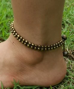 HaremPants.com Hand Made Fair Trade Anklet Double Strand Brass Beads Handmade Anklets