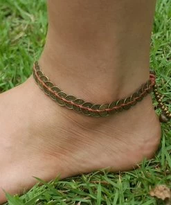 HaremPants.com Handmade Anklets Hand Made Fair Trade Anklet Antique Coins Brown