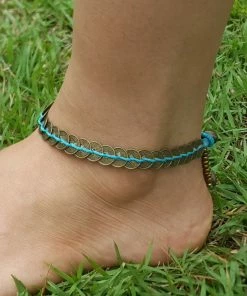 HaremPants.com Hand Made Fair Trade Anklet Antique Coins Turquoise