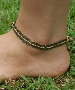 HaremPants.com Hand Made Fair Trade Anklet Antique Coins Beige