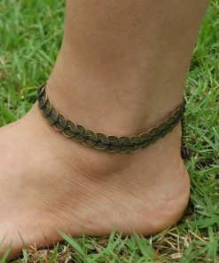 HaremPants.com Hand Made Fair Trade Anklet Antique Coins Black
