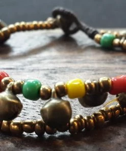 HaremPants.com Brass Bell And Multi Bead Double Strand Bracelets