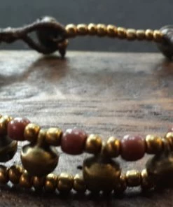 HaremPants.com Handmade Bracelets Brass Bell And Plum Bead Double Strand Bracelets