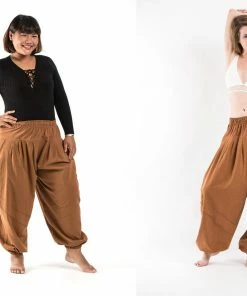 HaremPants.com Plus Size Genie Women's Cotton Harem Pants In Brown