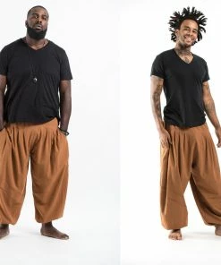 HaremPants.com Plus Size Genie Men's Cotton Harem Pants In Brown