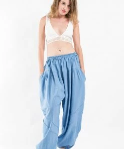 HaremPants.com Genie Women's Cotton Harem Pants In Light Blue