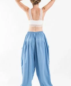 HaremPants.com Genie Women's Cotton Harem Pants In Light Blue