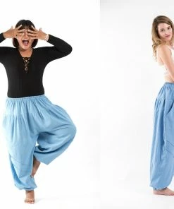 HaremPants.com Plus Size Genie Women's Cotton Harem Pants In Light Blue