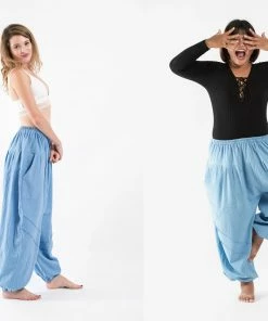 HaremPants.com Genie Women's Cotton Harem Pants In Light Blue
