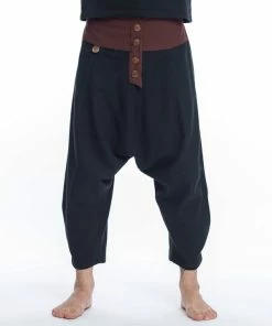 HaremPants.com Cotton Men's Harem Pants With Faux Buttons In Black