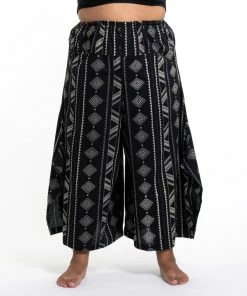 HaremPants.com Plus Size Diamonds Women's Cotton Palazzo Pants In Black