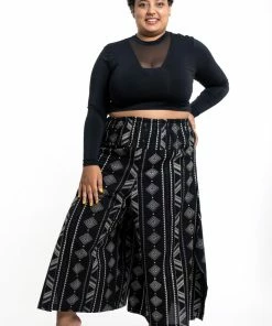 HaremPants.com Plus Size Diamonds Women's Cotton Palazzo Pants In Black