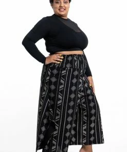 HaremPants.com Plus Size Diamonds Women's Cotton Palazzo Pants In Black
