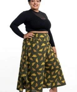HaremPants.com Plus Size Leaves Women's Cotton Palazzo Pants In Green