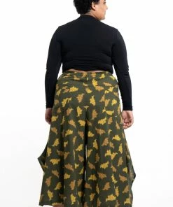 HaremPants.com Plus Size Leaves Women's Cotton Palazzo Pants In Green