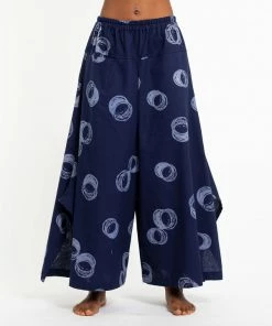 HaremPants.com Circles Women's Cotton Palazzo Pants In Navy