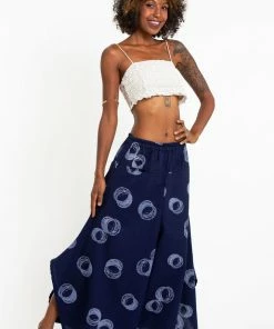 HaremPants.com Circles Women's Cotton Palazzo Pants In Navy