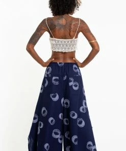HaremPants.com Circles Women's Cotton Palazzo Pants In Navy