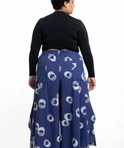 HaremPants.com Plus Size Circles Women's Cotton Palazzo Pants In Navy