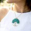 HaremPants.com Handmade Necklaces Tree Of Life With Turquoise Stone Pendant Brass Necklace