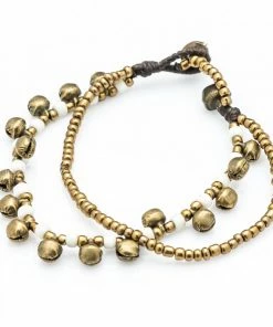 HaremPants.com Brass Bell And White Bead Double Strand Bracelets